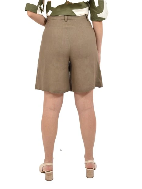 SHORTS BERMUDA IN PURO LINO DONNA BEIGE