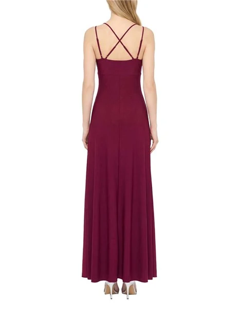 VESTITO LUNGO  SCOLLO A CUORE DONNA FUCSIA