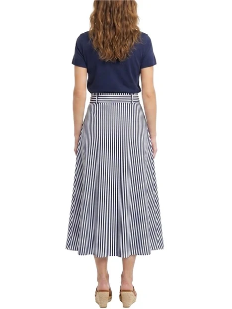 VESTITO LUNGO IN DOPPIO MATERIALE E E CINTURA DONNA BLU