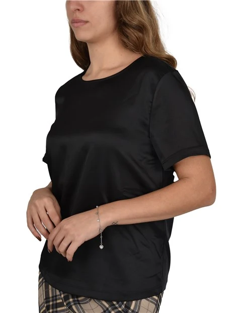 T-SHIRT MANICA CORTA IN RASO GIROCOLLO DONNA BLU