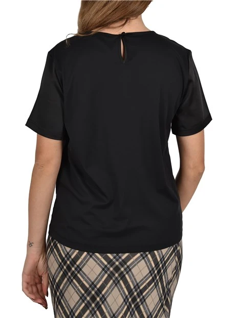 T-SHIRT MANICA CORTA IN RASO GIROCOLLO DONNA BLU