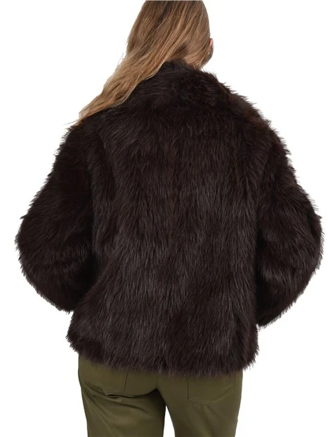 GIACCA CORTA OVERSIZE EFFETTO PELLICCIA DONNA MARRONE