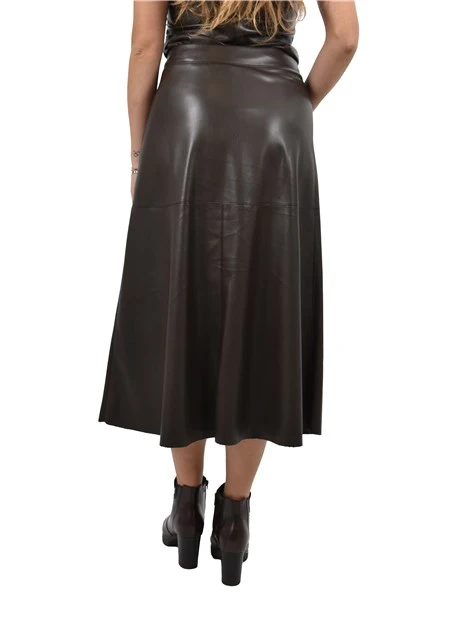 GONNA LUNGA IN JERSEY SPALMATO DONNA MARRONE