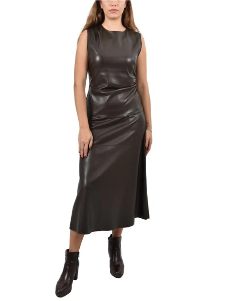 TOP SMANICATO IN JERSEY SPALMATO DONNA MARRONE