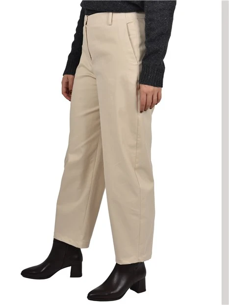 PANTALONE IN MISTO COTONE LINEA BARREL DONNA BEIGE