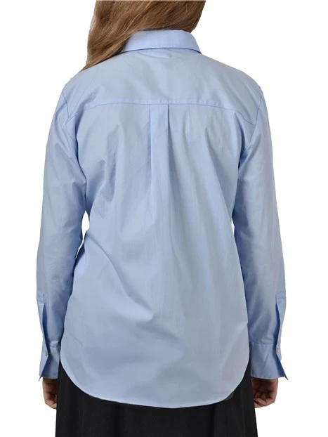 CAMICIA IN COTONE CON CRISTALLI E PERLE DONNA AZZURRO