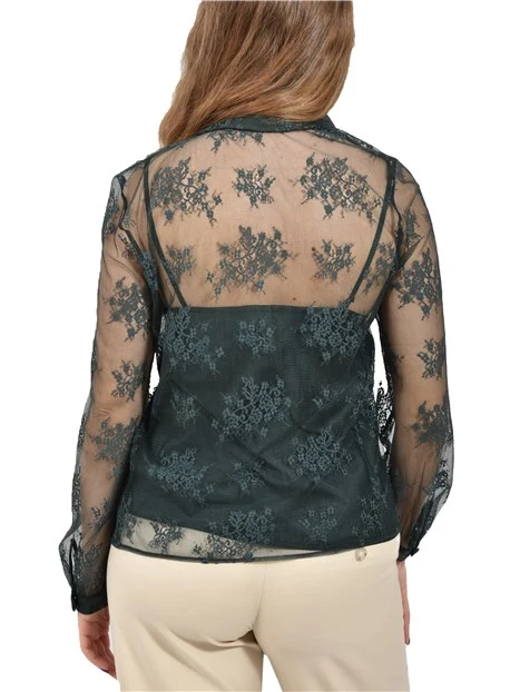 CAMICIA IN PIZZO CON CHIUSURA A GOCCIA  DONNA VERDE