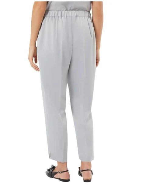 PANTALONE PALAZZO CON PIEGA STIRATA E SPACCHETTI SUL FONDO DONNA GRIGIO