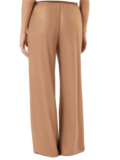 PANTALONI PALAZZO IN JERSEY FLUIDO CON INSERTO ELASTICO DONNA MARRONE