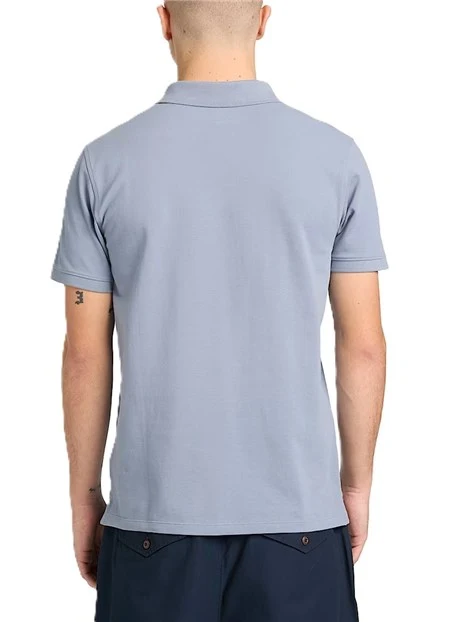 POLO MANICA CORTA IN MAGLIA DI COTONE CON LOGO RICAMATO UOMO AZZURRO