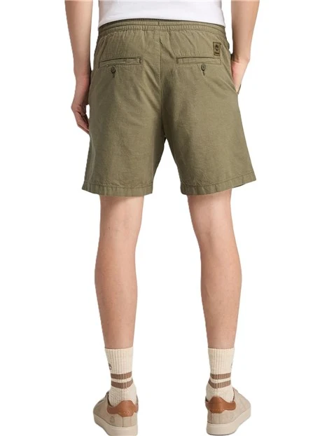 BERMUDA IN COTONE CON COULISSE ELASTICIZZATA UOMO VERDE