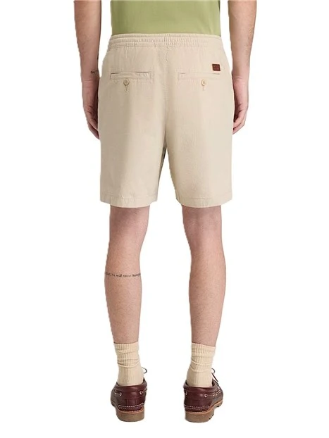 BERMUDA IN COTONE CON COULISSE ELASTICIZZATA IN VITA UOMO BEIGE