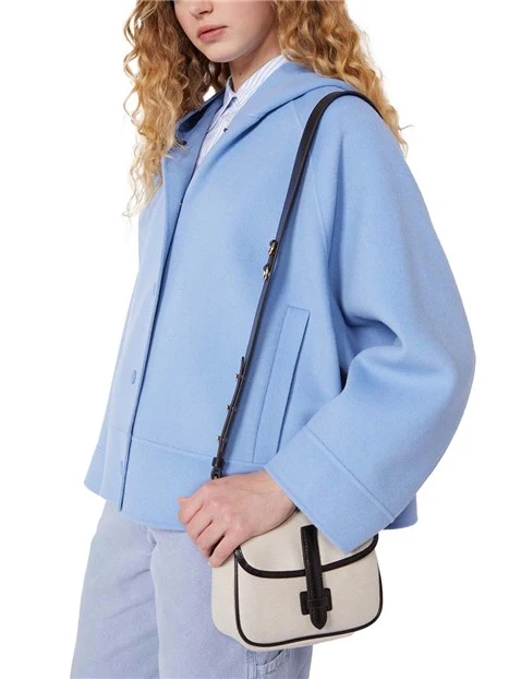 CAPPOTTO CORTO IN LANA CON BOTTONI DONNA AZZURRO