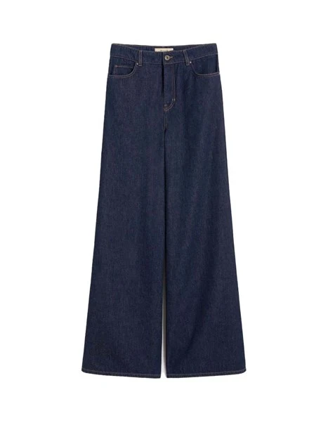 JEANS PALAZZO CON LOGO SULLA TASCA POSTERIORE DONNA BLU SCURO