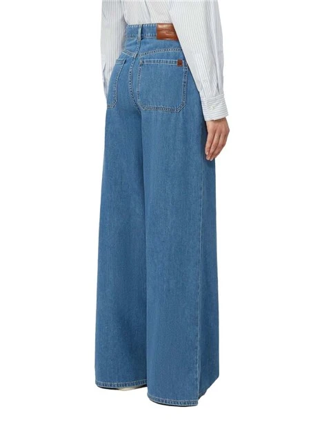 JEANS PALAZZO CON LOGO SULLA TASCA POSTERIORE DONNA BLU