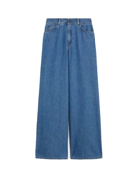 JEANS PALAZZO CON LOGO SULLA TASCA POSTERIORE DONNA BLU