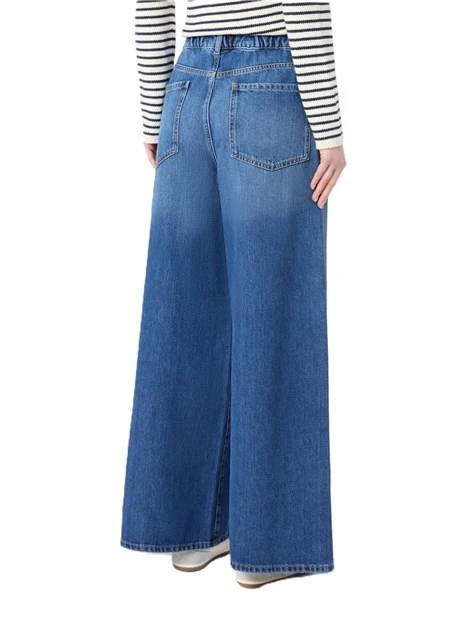 JEANS PALAZZO CON MAXI LOGO  E VITA ELASTICIZZATA DONNA BLU