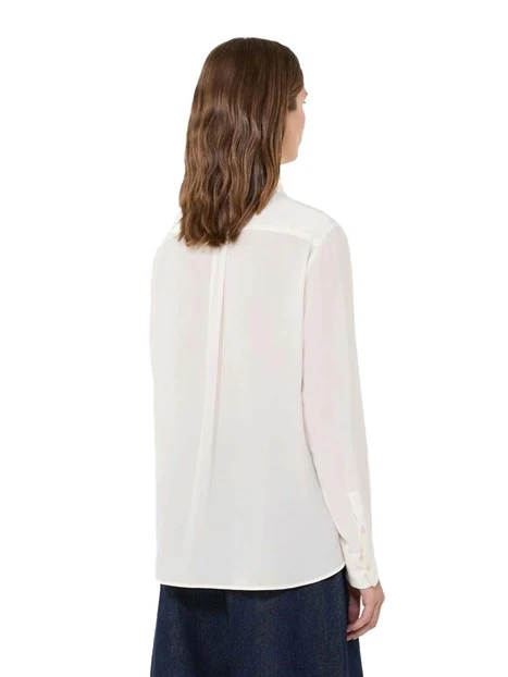 CAMICIA IN SETA CON BOTTONI A VISTA E FONDO SVASATO DONNA AVORIO