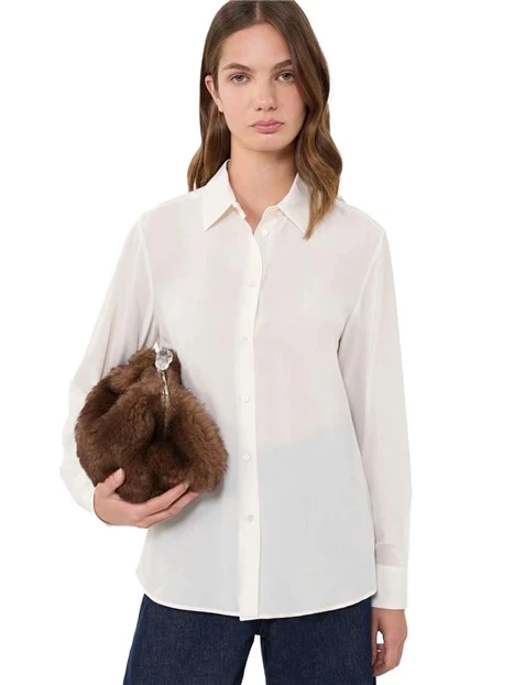 CAMICIA IN SETA CON BOTTONI A VISTA E FONDO SVASATO DONNA AVORIO