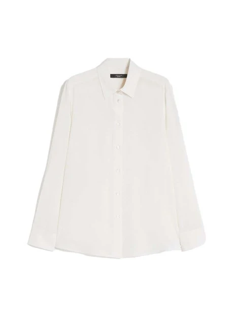 CAMICIA IN SETA CON BOTTONI A VISTA E FONDO SVASATO DONNA AVORIO