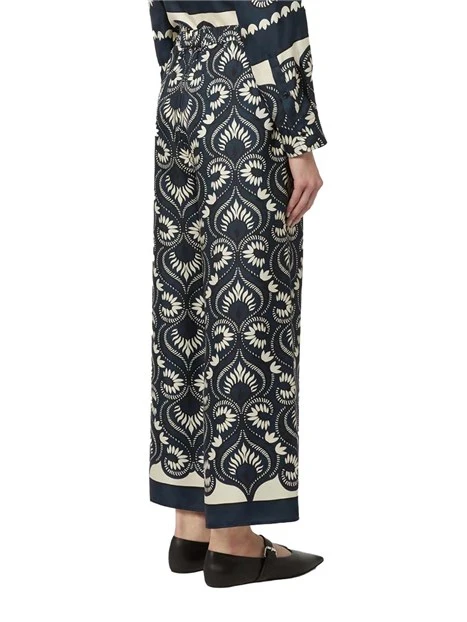 PANTALONI PALAZZO IN SETA CON FANTASIA DONNA BLU