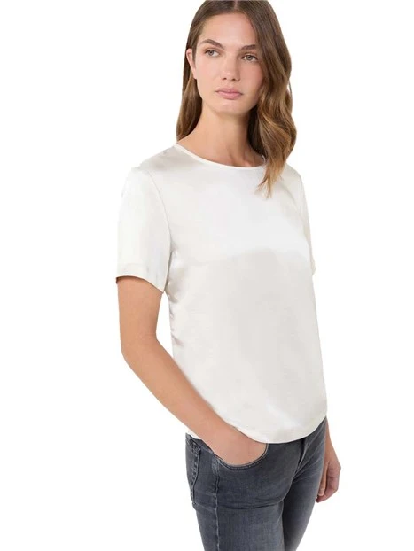 BLUSA MANICA CORTA IN JERSEY GIROCOLLO DONNA ECRU