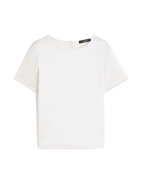 BLUSA MANICA CORTA IN JERSEY GIROCOLLO DONNA ECRU