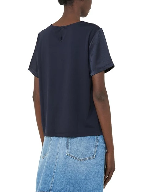 BLUSA MANICA CORTA IN JERSEY GIROCOLLO DONNA BLU