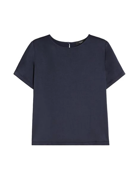 BLUSA MANICA CORTA IN JERSEY GIROCOLLO DONNA BLU