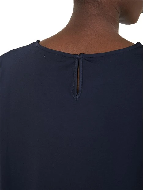 BLUSA MANICA CORTA IN JERSEY GIROCOLLO DONNA BLU