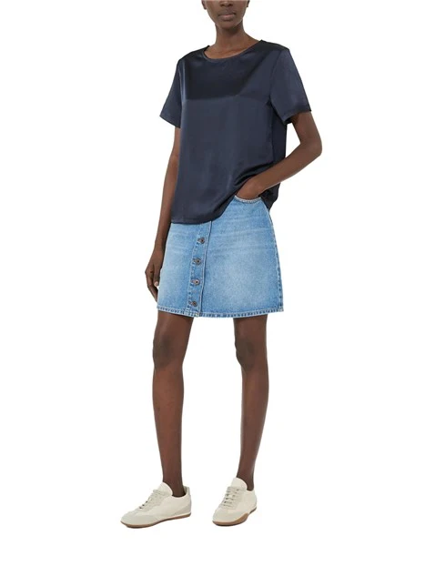 BLUSA MANICA CORTA IN JERSEY GIROCOLLO DONNA BLU