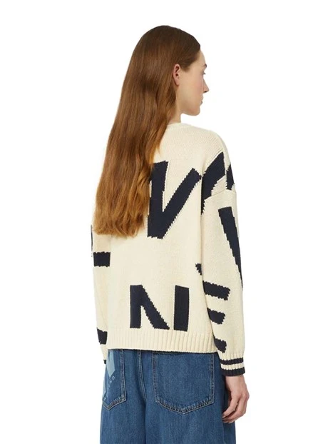 MAGLIA GIROCOLLO CON STAMPA COLORATA DONNA BEIGE