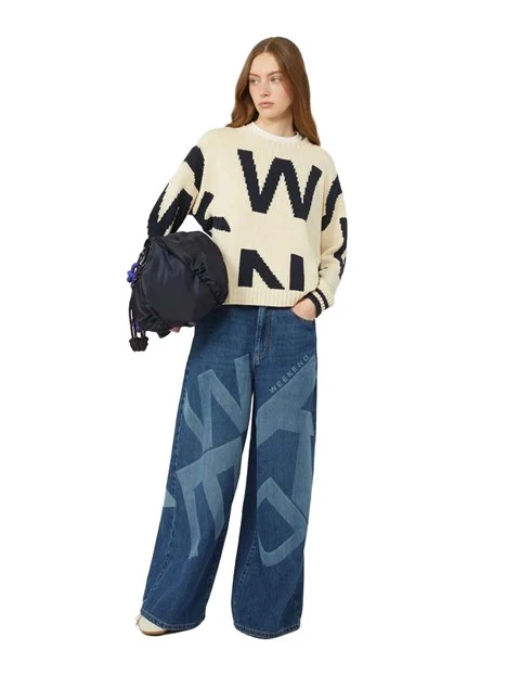 MAGLIA GIROCOLLO CON STAMPA COLORATA DONNA BEIGE