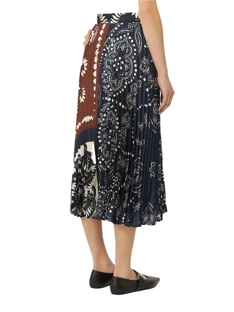 GONNA LUNGA CON FANTASIA E PIEGE PLISSE' DONNA MARRONE