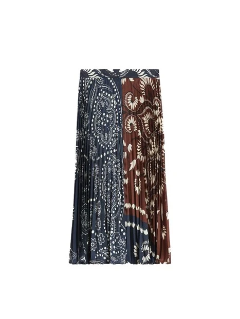 GONNA LUNGA CON FANTASIA E PIEGE PLISSE' DONNA MARRONE