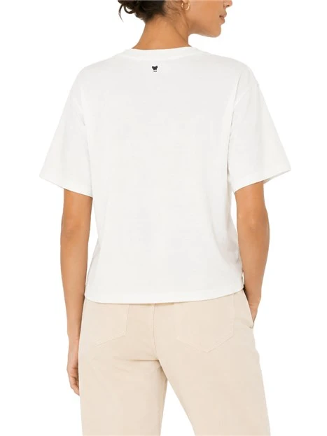 T-SHIRT MANICA CORTA CON STAMPA GRAFICA SUL FRONTE DONNA  BIANCO