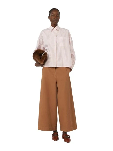 PANTALONI CROPPED CON TASCHE ALLA FRANCESE DONNA MARRONE