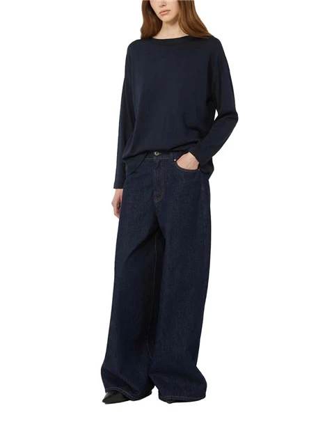 MAGLIA SCOLLO A BARCA RIFINITO DONNA BLU