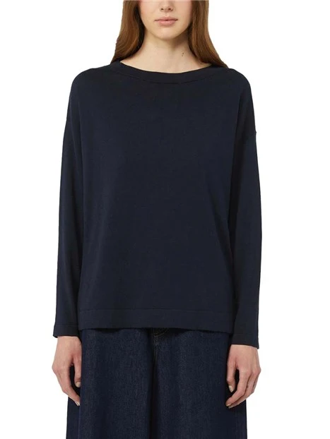 MAGLIA SCOLLO A BARCA RIFINITO DONNA BLU