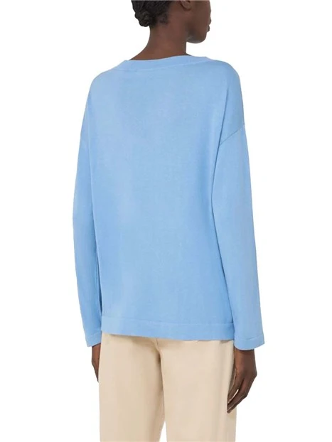 MAGLIA SCOLLO A BARCA RIFINITO DONNA AZZURRO