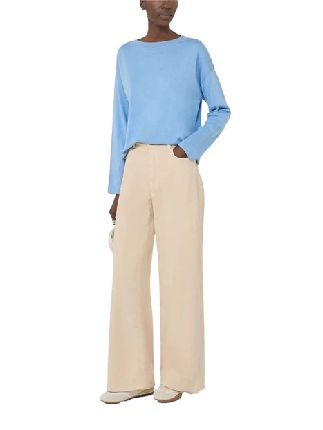 MAGLIA SCOLLO A BARCA RIFINITO DONNA AZZURRO