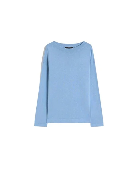 MAGLIA SCOLLO A BARCA RIFINITO DONNA AZZURRO