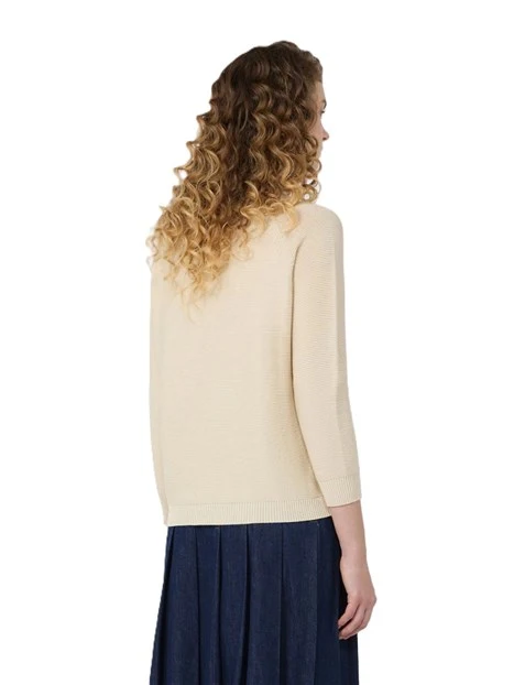 MAGLIA GIROCOLLO AMPIO IN COTONE DONNA BEIGE