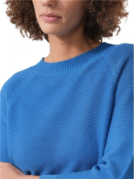 MAGLIA GIROCOLLO AMPIO IN COTONE DONNA AZZURRO