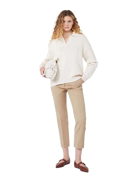 PANTALONI A SIGARETTA TASCHE ALLA FRANCESE DONNA BEIGE
