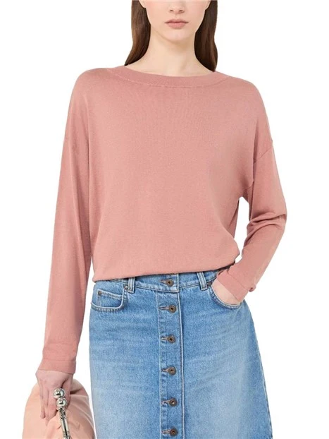 MAGLIA SCOLLO A BARCA RIFINITO DONNA ROSA