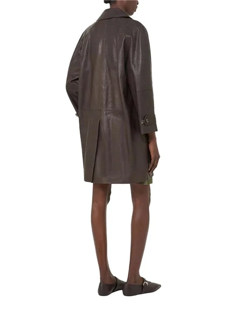 GACCA IN PELLE DI AGNELLO CON COLLO A REVER DONNA MARRONE