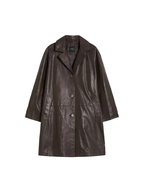 GIACCA IN PELLE DI AGNELLO CON COLLO A REVER DONNA MARRONE