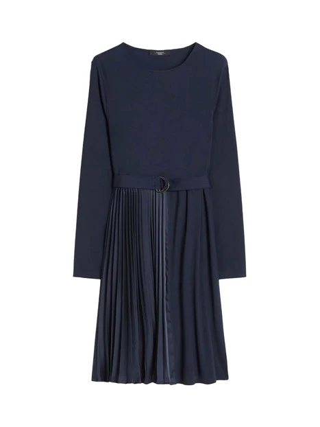 VESTITO CORTO CON GONNA PLISSETTATA DONNA BLU