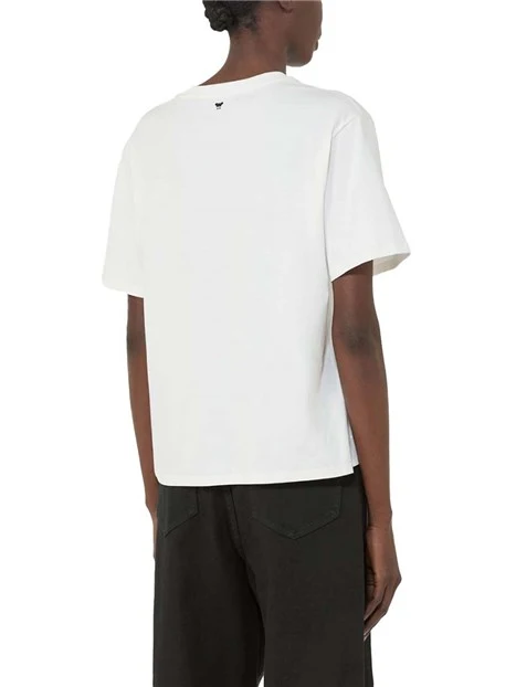 T-SHIRT MANICA CORTA CON MOTIVO RICAMATO DONNA OFF BIANCO